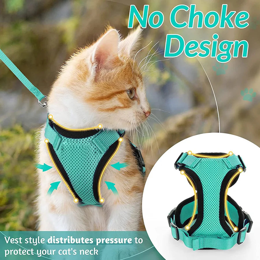 Cat Harness and Leash for Walking, Escape Proof Soft Adjustable