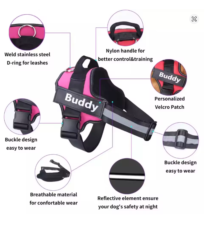 Personalized Dog Harness NO PULL Reflective Breathable Adjustable