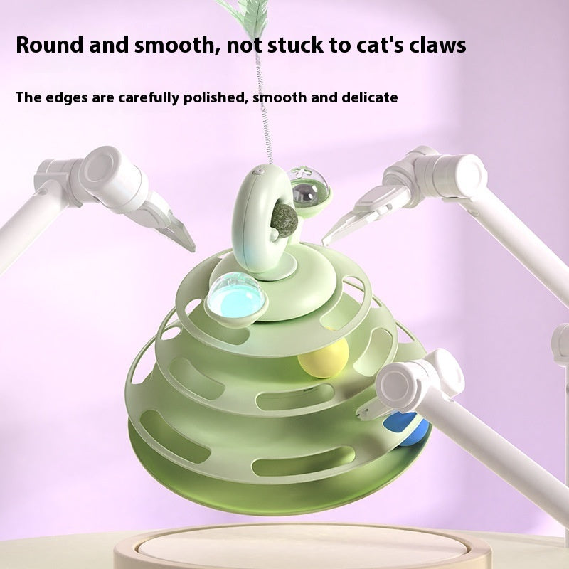 4 Levels Cat Toy Tower Turntable Roller Balls Toys