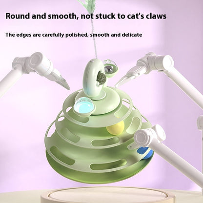 4 Levels Cat Toy Tower Turntable Roller Balls Toys