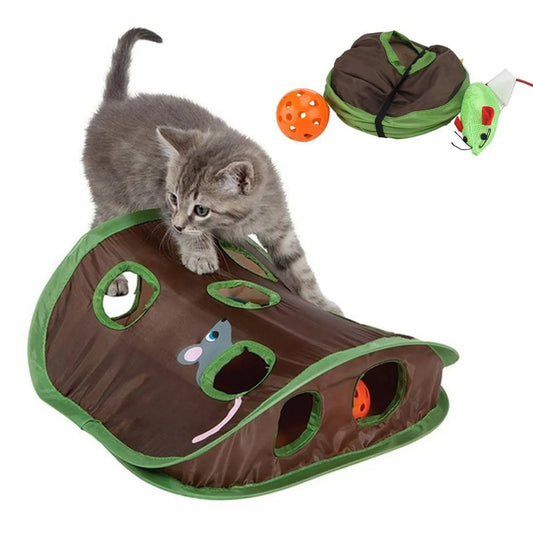 Cute Pet Cat Interactive Hide Seek Game 9 Holes Toys