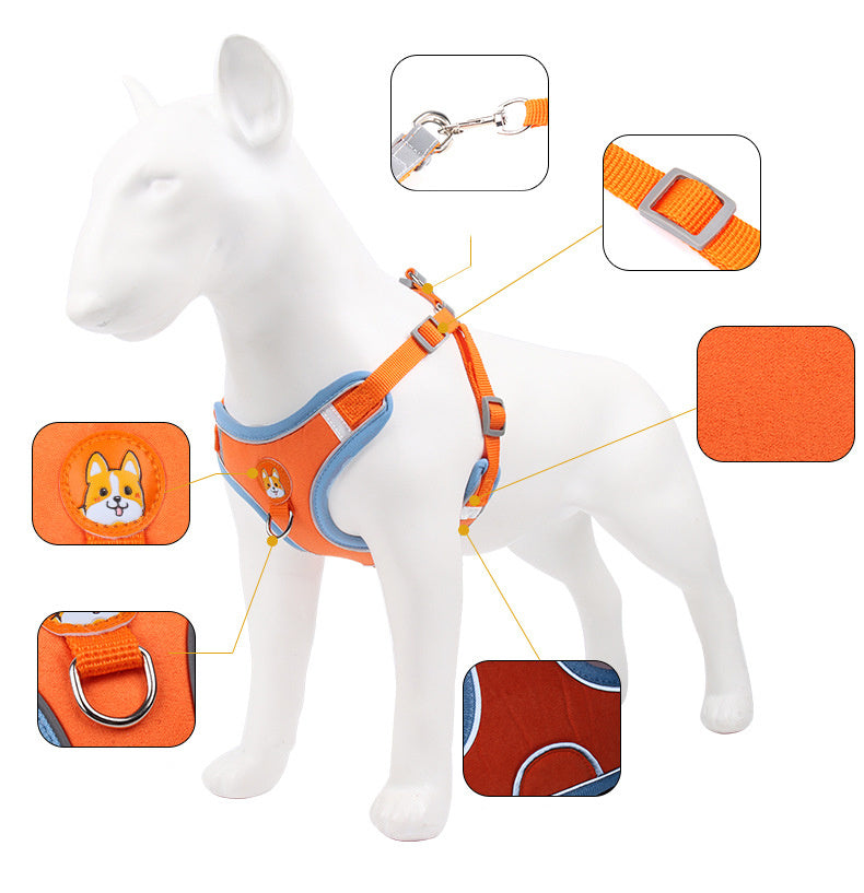 Dog and Cat Harness Reflective Soft Mesh Chest Strap