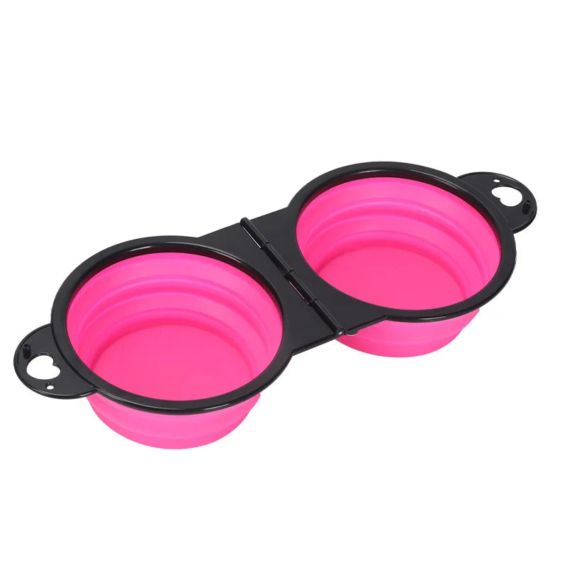 Collapsible Pet Double Bowl Portable Dog Travel Bowl