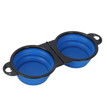 Collapsible Pet Double Bowl Portable Dog Travel Bowl