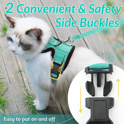 Cat Harness and Leash for Walking, Escape Proof Soft Adjustable
