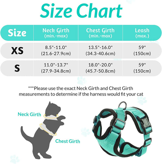 Cat Harness and Leash for Walking, Escape Proof Soft Adjustable