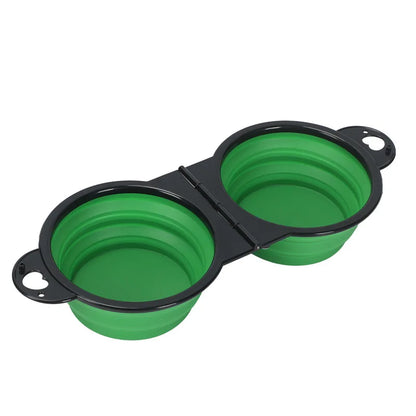 Collapsible Pet Double Bowl Portable Dog Travel Bowl